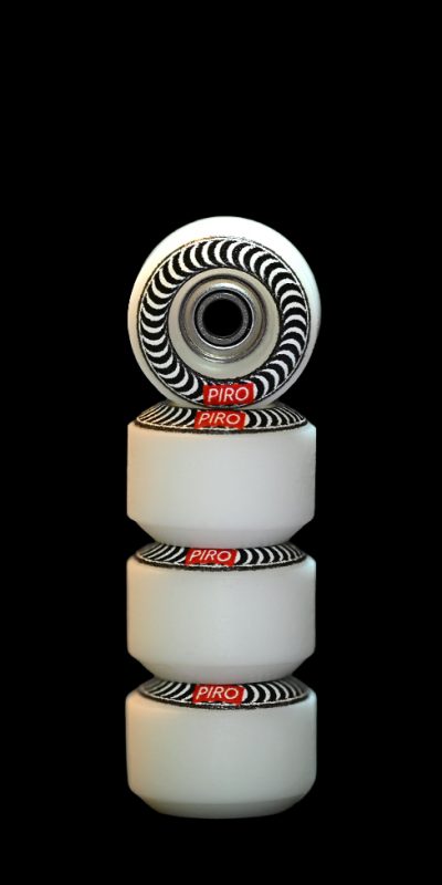 Spiral (White) – White Reversible Real Wear Graphic 7.5mm Street RS Comp Wheels (P3)