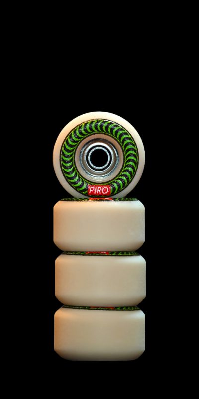 Spiral (Green) - Tan Performance Wheels (P3) Real Wear Graphic