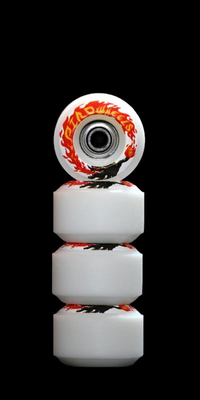 PIRO CAT – White Reversible Real Wear Graphic 8mm Street RS Wheels (P3)